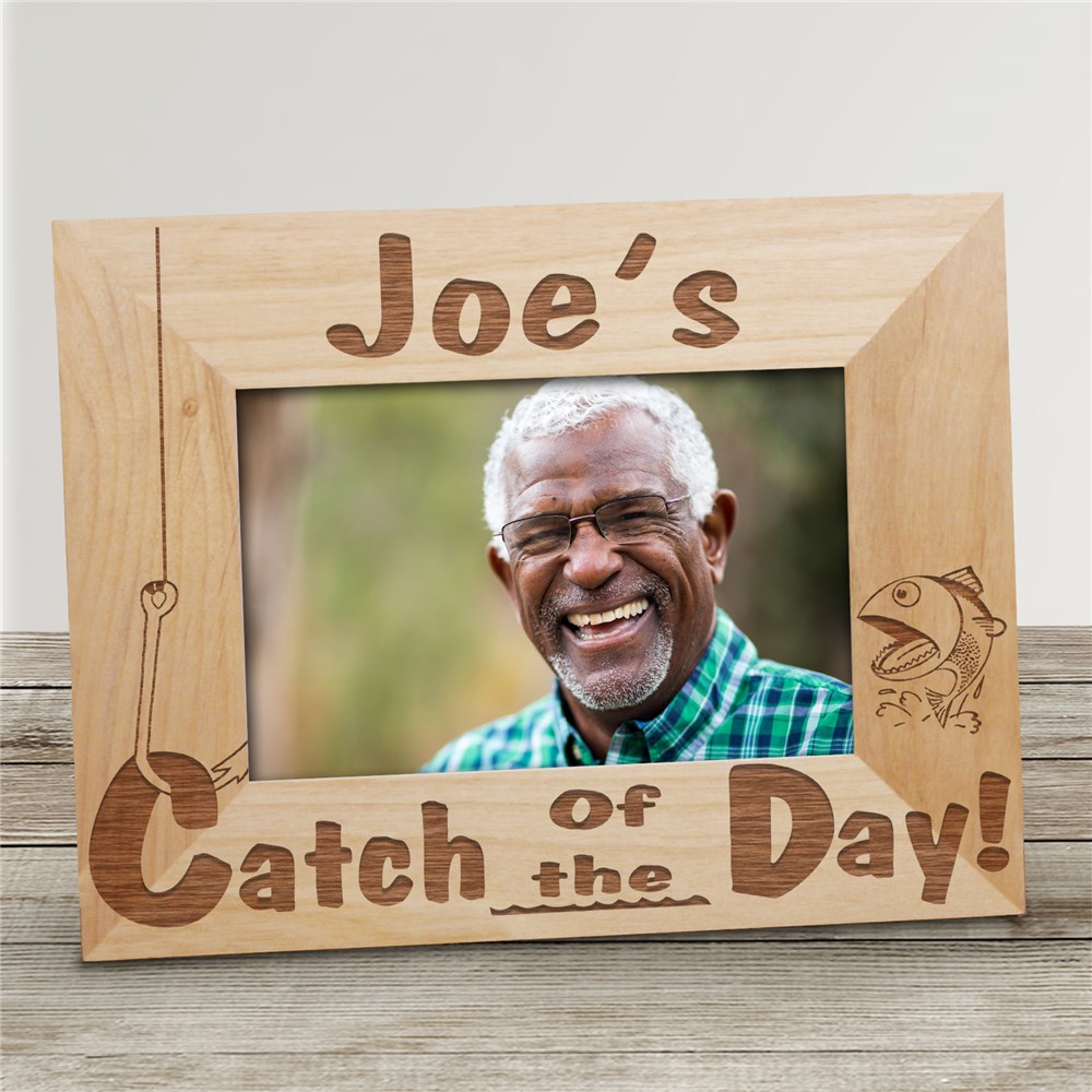 Engraved Fishing Wood Picture Frame GiftsForYouNow
