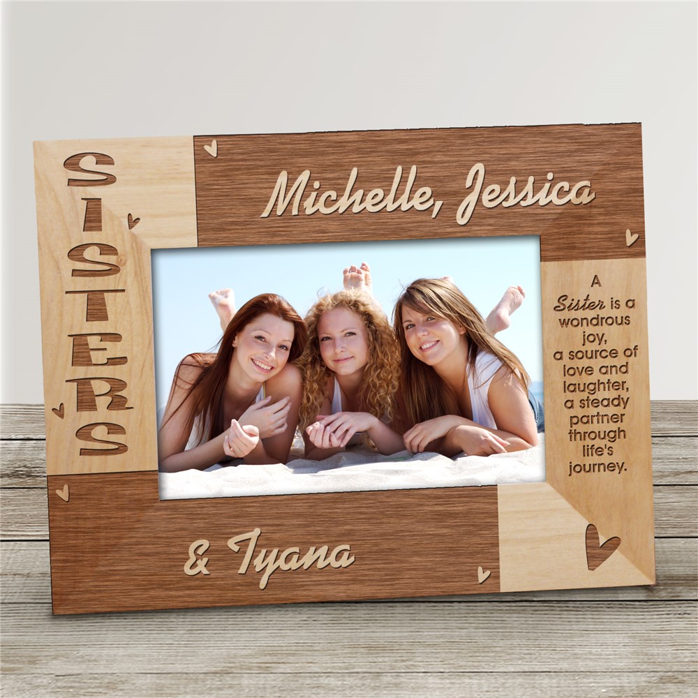 Sisters Personalized Wooden Picture Frame | Personalized Wood Picture Frames