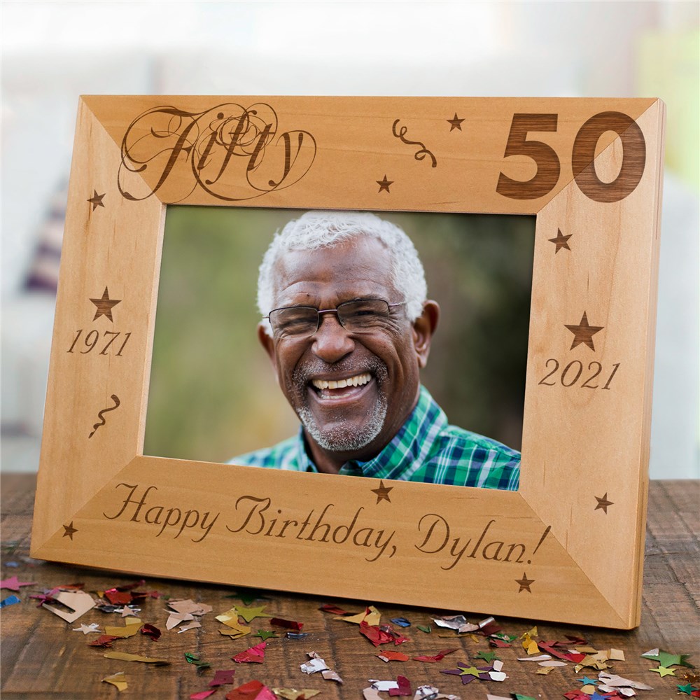 Personalized 50th Birthday Picture Frame | Personalized Wood Picture Frames