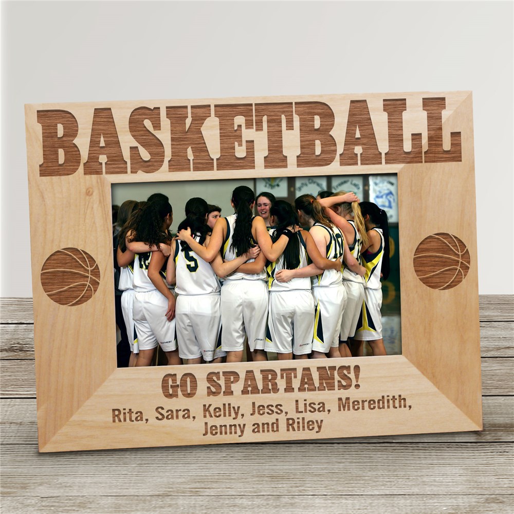 Engraved Wooden Basketball Picture Frame