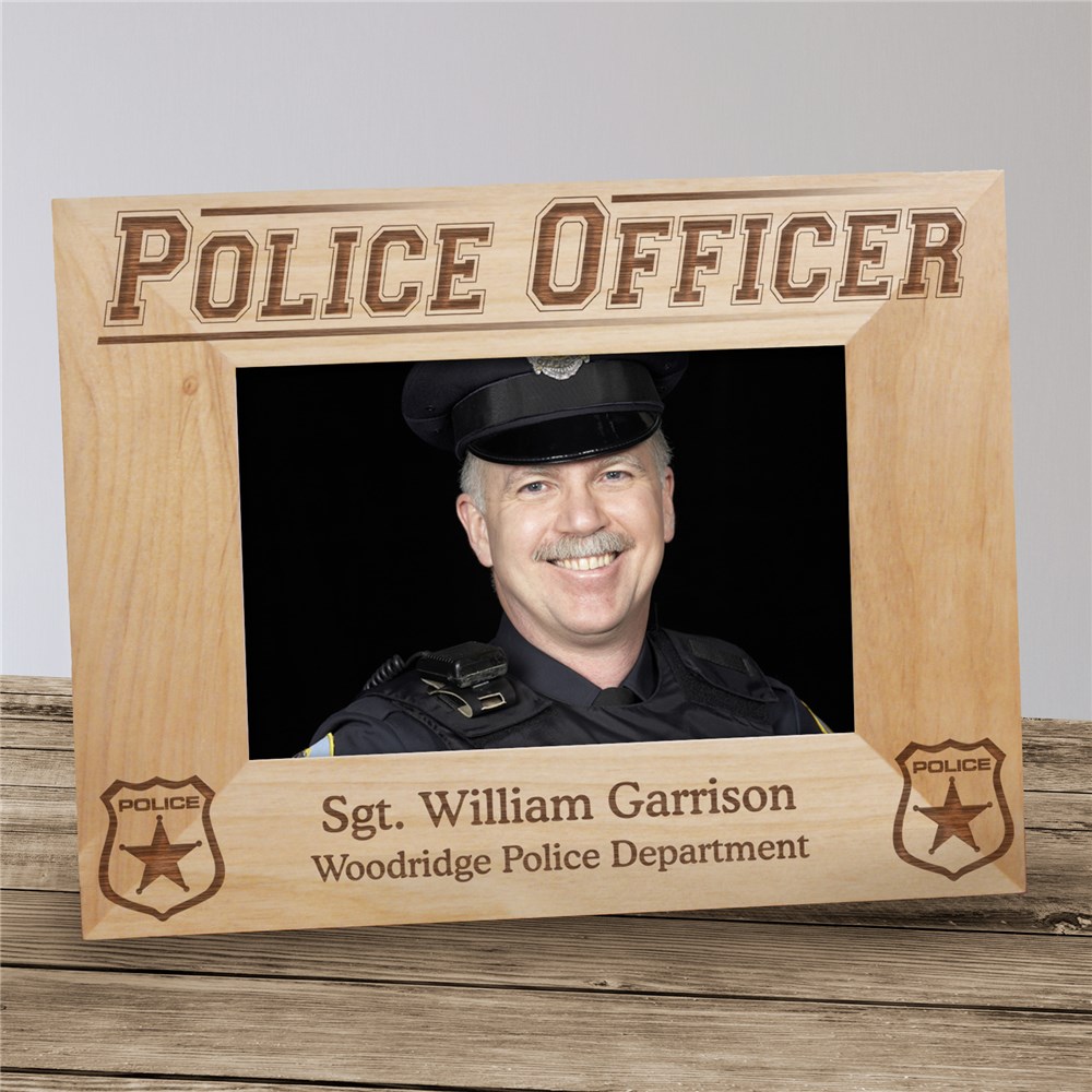 Personalized Police Officer Wood Picture Frame | Personalized Wood Picture Frames