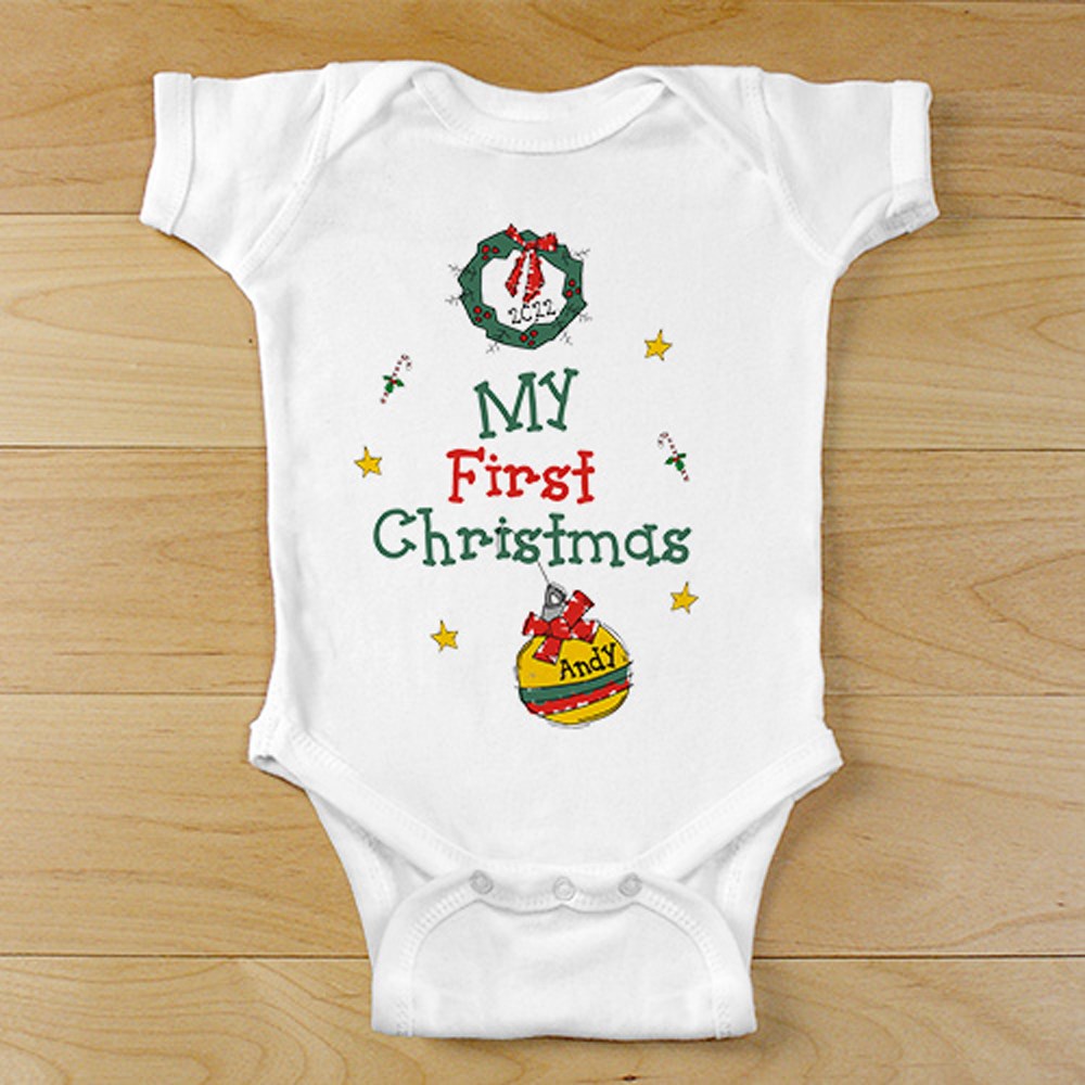 Personalized My First Christmas Baby Bodysuit | Baby's First Christmas Gifts