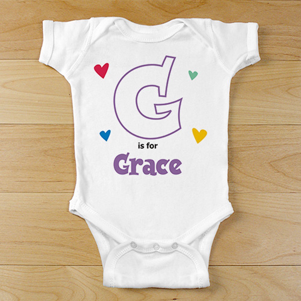 A is For... Hearts Infant Bodysuit | Personalized Initial Baby Bodysuit