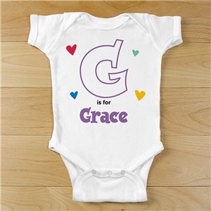 A is For... Hearts Infant Bodysuit | Personalized Initial Baby Bodysuit