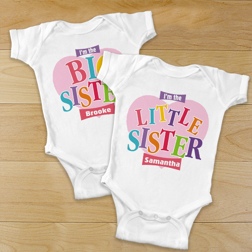 Personalized Little Sister Infant Apparel | Personalized Sister Baby Bodysuit