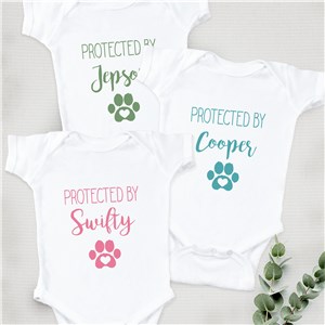 Personalized Protected By Dog with Paw Print Creeper 9322358X
