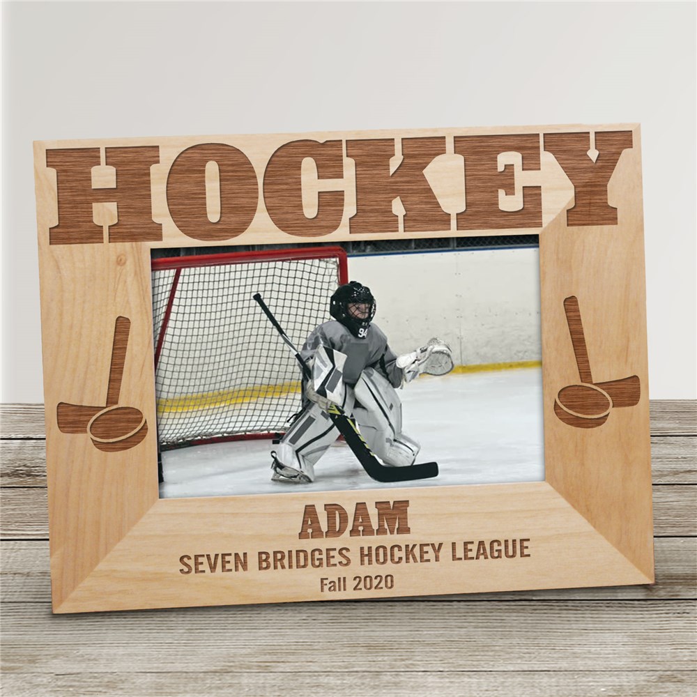 Personalized Hockey Wood Picture Frame GiftsForYouNow