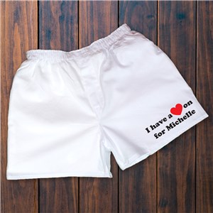 I Have A Heart On Men's White Personalized Boxer Shorts
