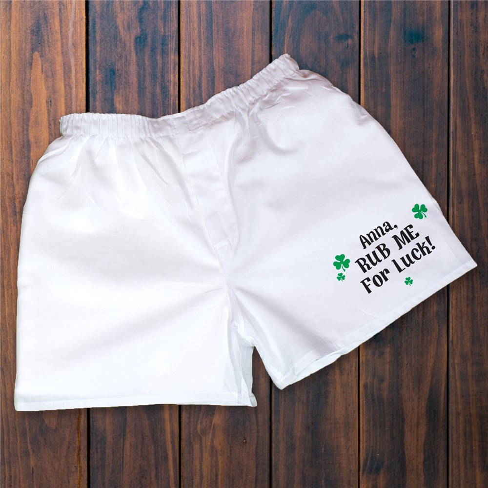 Rub Me For Luck Irish Men's Personalized Boxer Shorts GiftsForYouNow