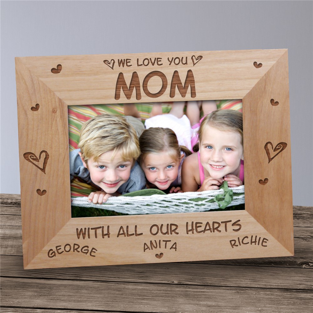 All Our Hearts Personalized Wood Picture Frame | Gifts For Mom