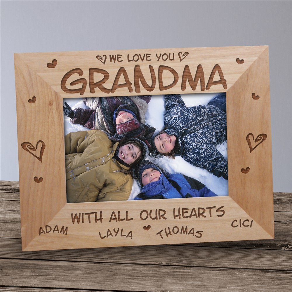 All Our Hearts Personalized Wood Picture Frame | Gifts For Mom