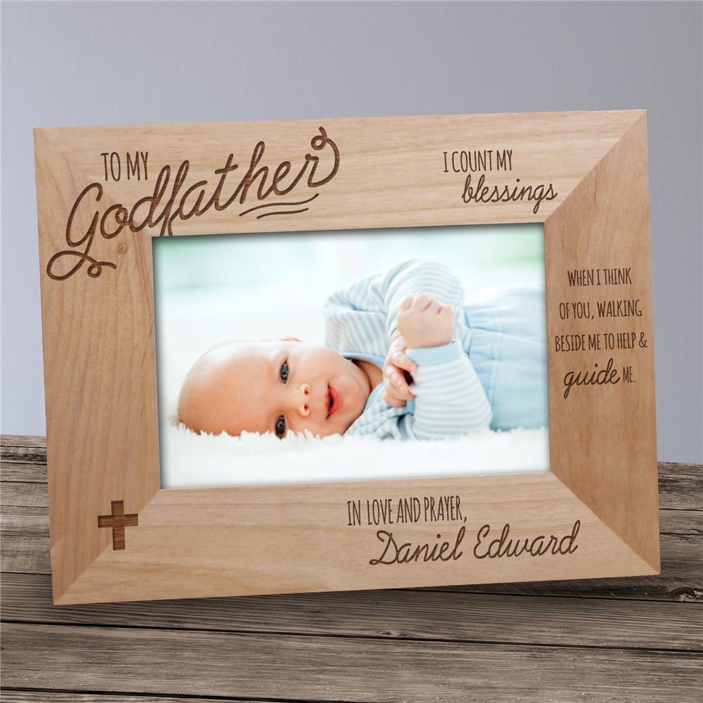 Engraved Godparent Wood Picture Frame | Personalized Picture Frames