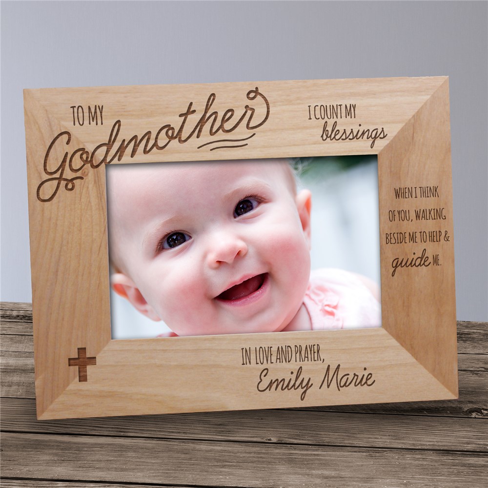 Engraved Godparent Wood Picture Frame | Personalized Picture Frames