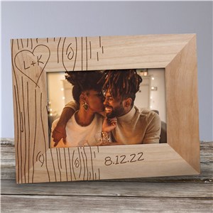 Engraved Couples Tree Carving Wood Picture Frame | Personalized Wood Picture Frames