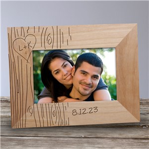 Engraved Couples Tree Carving Wood Picture Frame | Personalized Wood Picture Frames