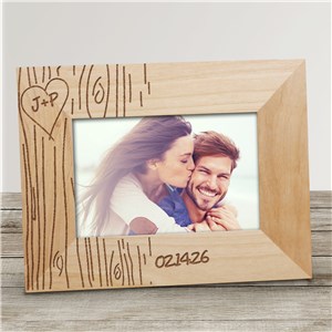 Engraved Couples Tree Carving Wood Picture Frame | Personalized Wood Picture Frames