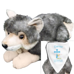 Personalized Communion Boy Plush Wolf AU10907-4576