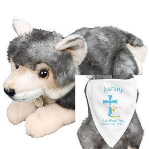 Personalized Communion Boy Plush Wolf AU10907-4576