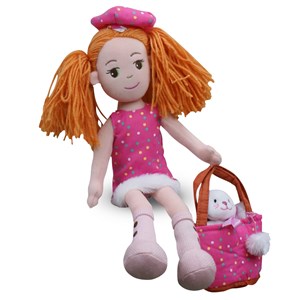 No Personalization Pinky Promise Polka Dot Dress Rag Doll AU19237NP