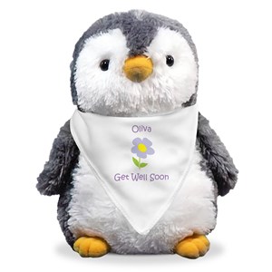 Personalized Purple Flower Plush Penguin AU19273-4577