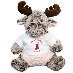 Personalized Merry Christmas Moose Stuffed Animal