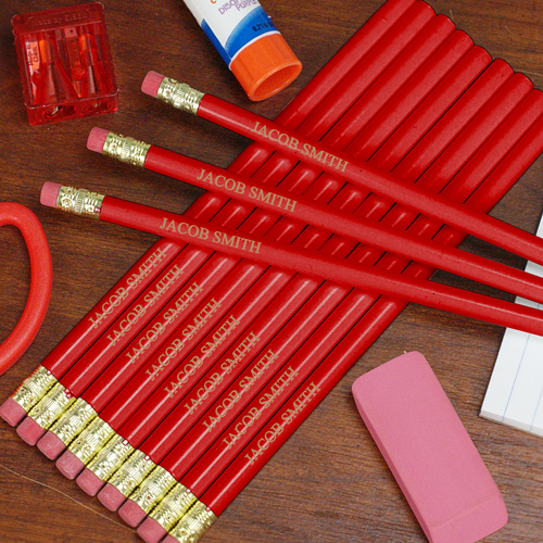 Personalized Red School Pencils