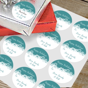Personalized Happy Holidays Gift Stickers by Gifts For You Now