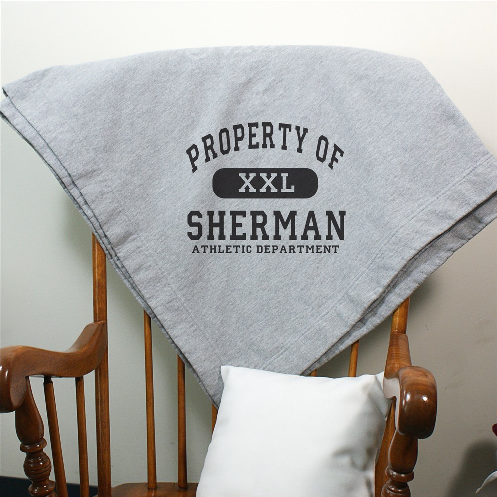 Personalized Property Of Athletic Sweatshirt Blanket GiftsForYouNow