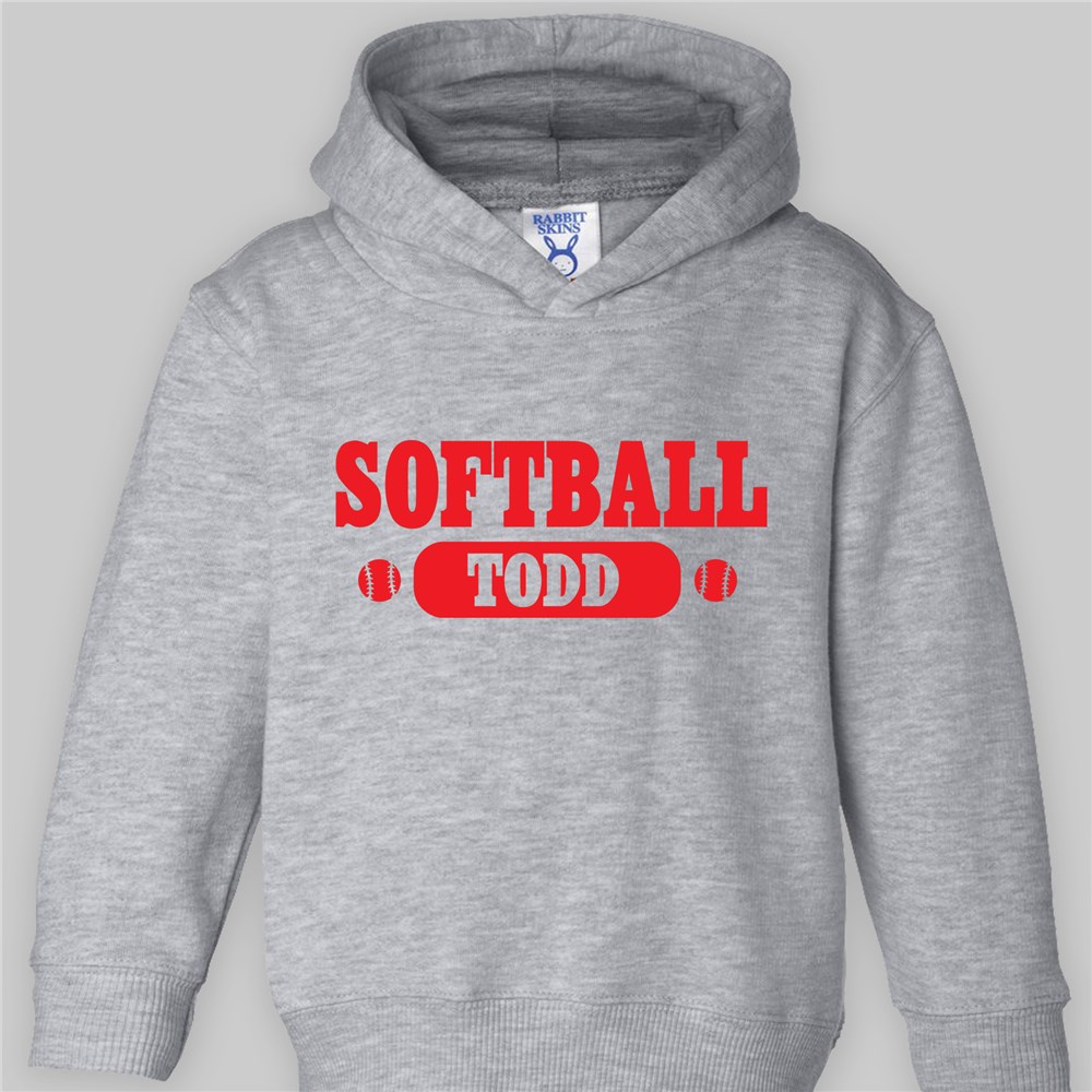 Personalized Softball Toddler Hooded Sweatshirt 
