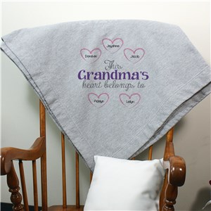 Personalized Heart Belongs To Fleece Blanket | Personalized Gifts For Grandma