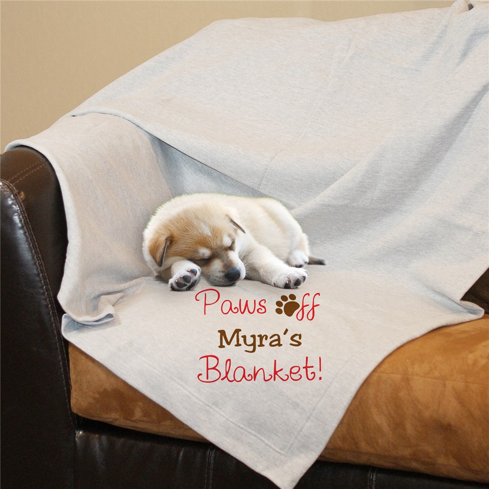 Personalized Paws Off Fleece Blanket | Personalized Blankets