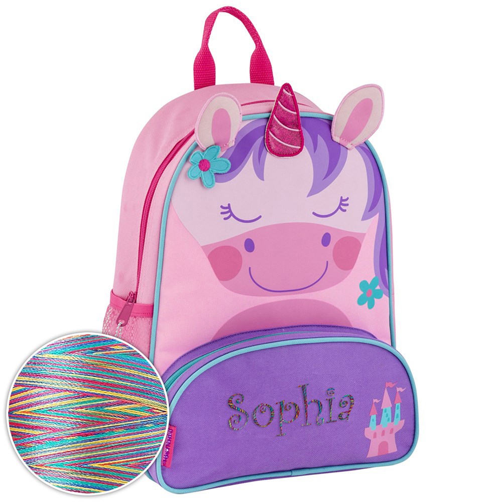 Personalized Unicorn Backpack with Rainbow Thread
