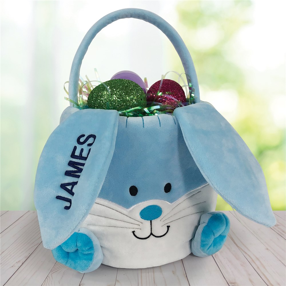 Embroidered Bunny Baskets | Embroidered Personalized Easter Basket