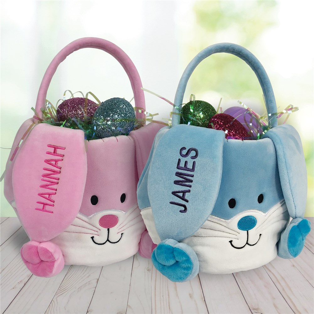 Embroidered Bunny Baskets | Embroidered Personalized Easter Basket