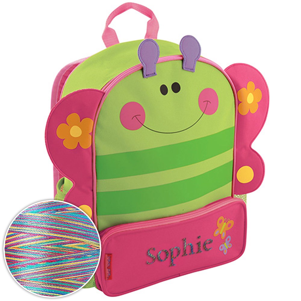 Embroidered Butterfly Backpack with Rainbow Thread
