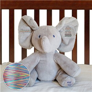 Personalized Flappy Plush Elephant with Rainbow Thread