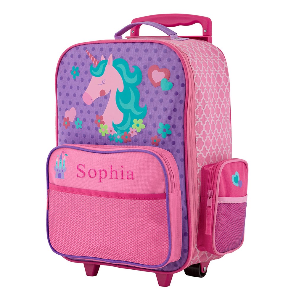 Personalized Unicorn Rolling Luggage Bag for Kids