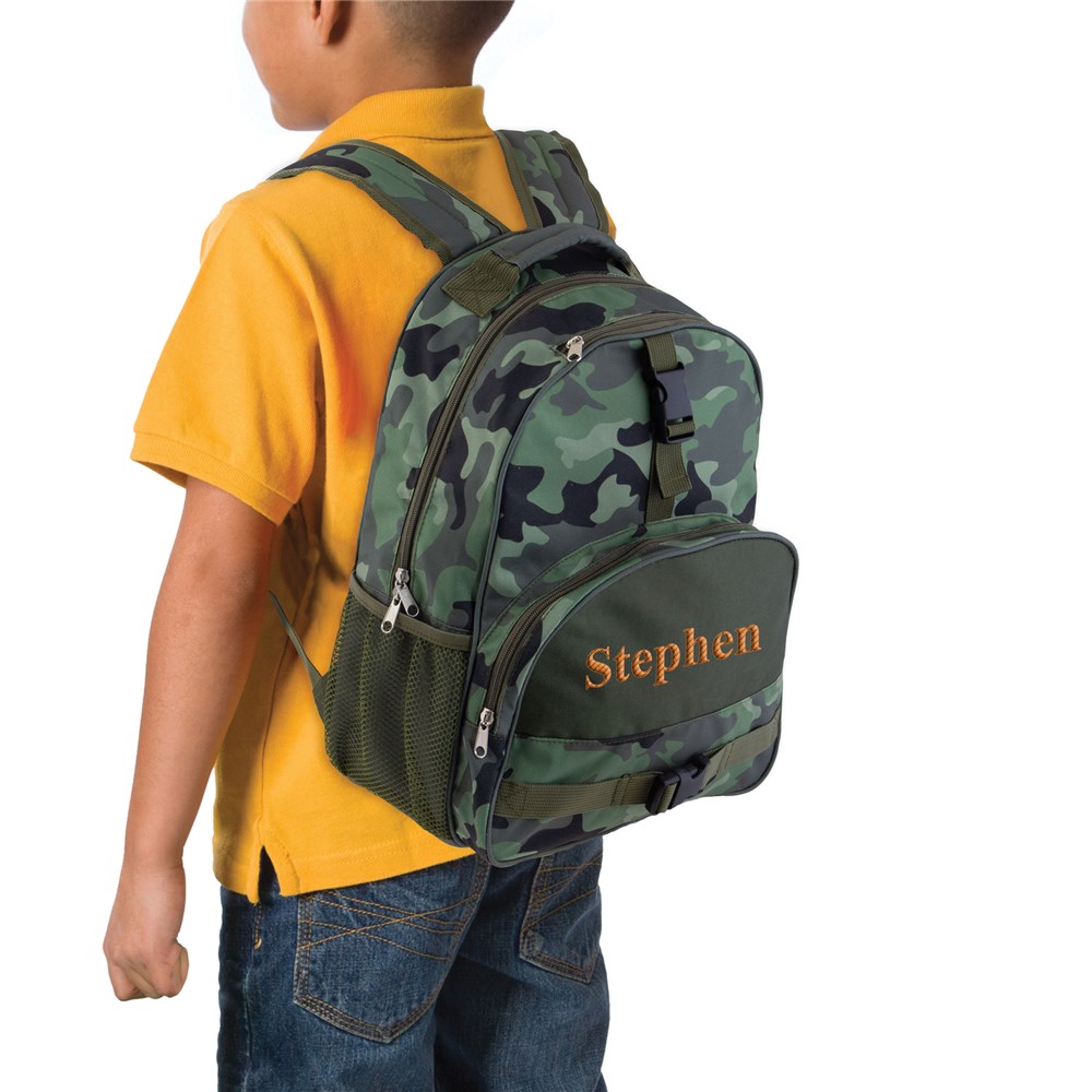 Camo Embroidered Backpack | Kids Embroidered Bookbag