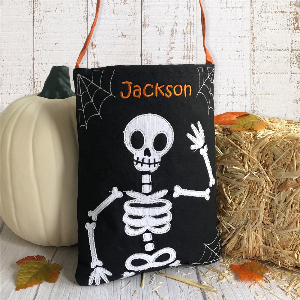 Personalized Skeleton Trick Or Treat Bag GiftsForYouNow