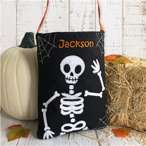 Embroidered Skeleton Trick or Treat Bag E000556