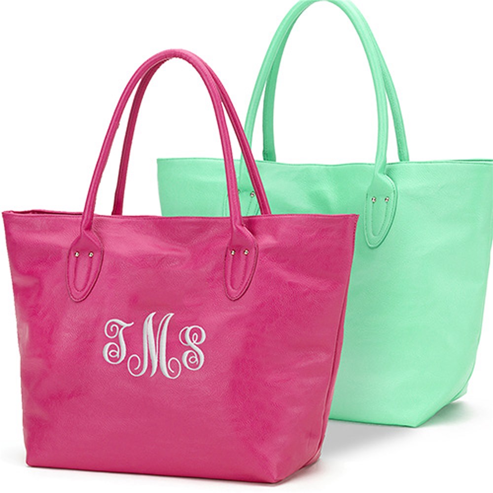 Monogrammed Leatherette Tote Bag GiftsForYouNow