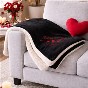 Embroidered Arrows and Heart Wedding Sherpa | Personalized Couple Gifts