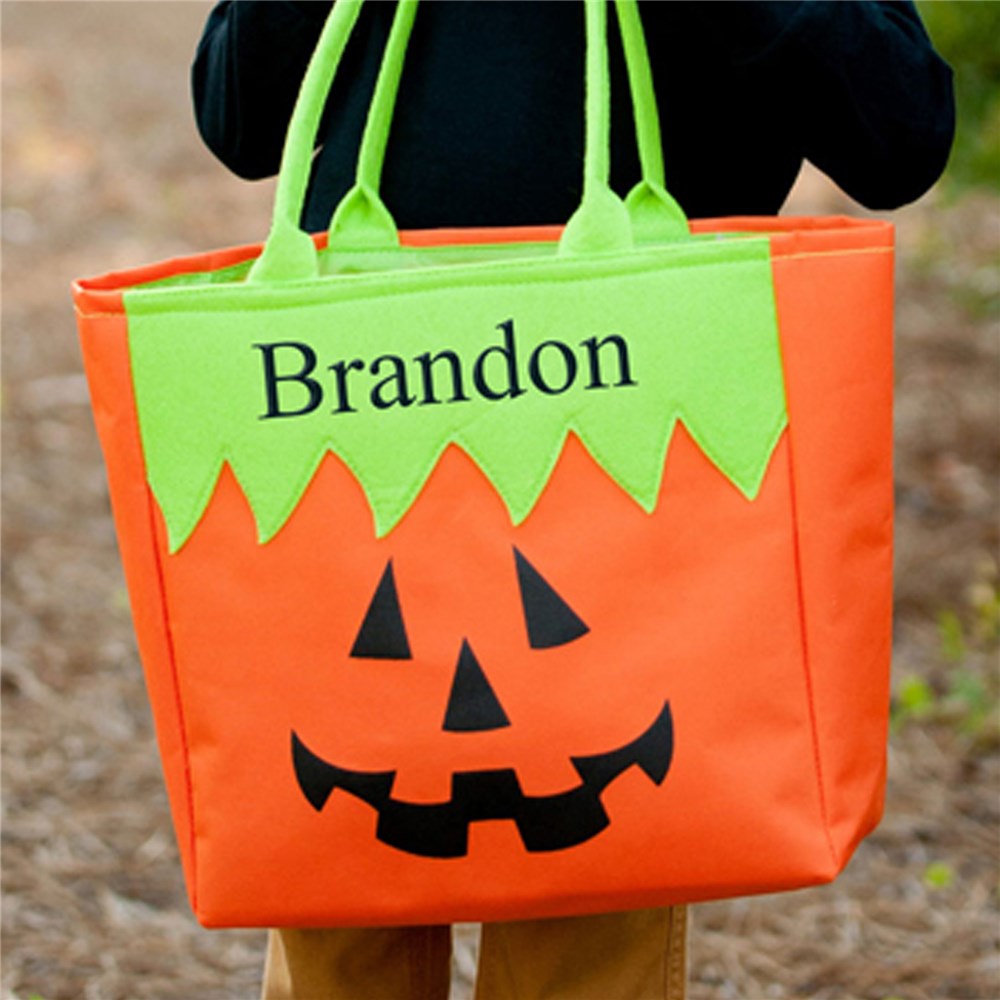 Personalized JackOLantern Halloween Tote | Best Personalized Halloween Treat Bags
