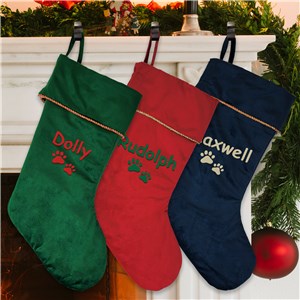 Embroidered Pet Plush Stocking with Gold Detail  E10829565X