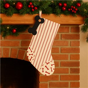 Embroidered Striped Dog Bone Stocking E10843289