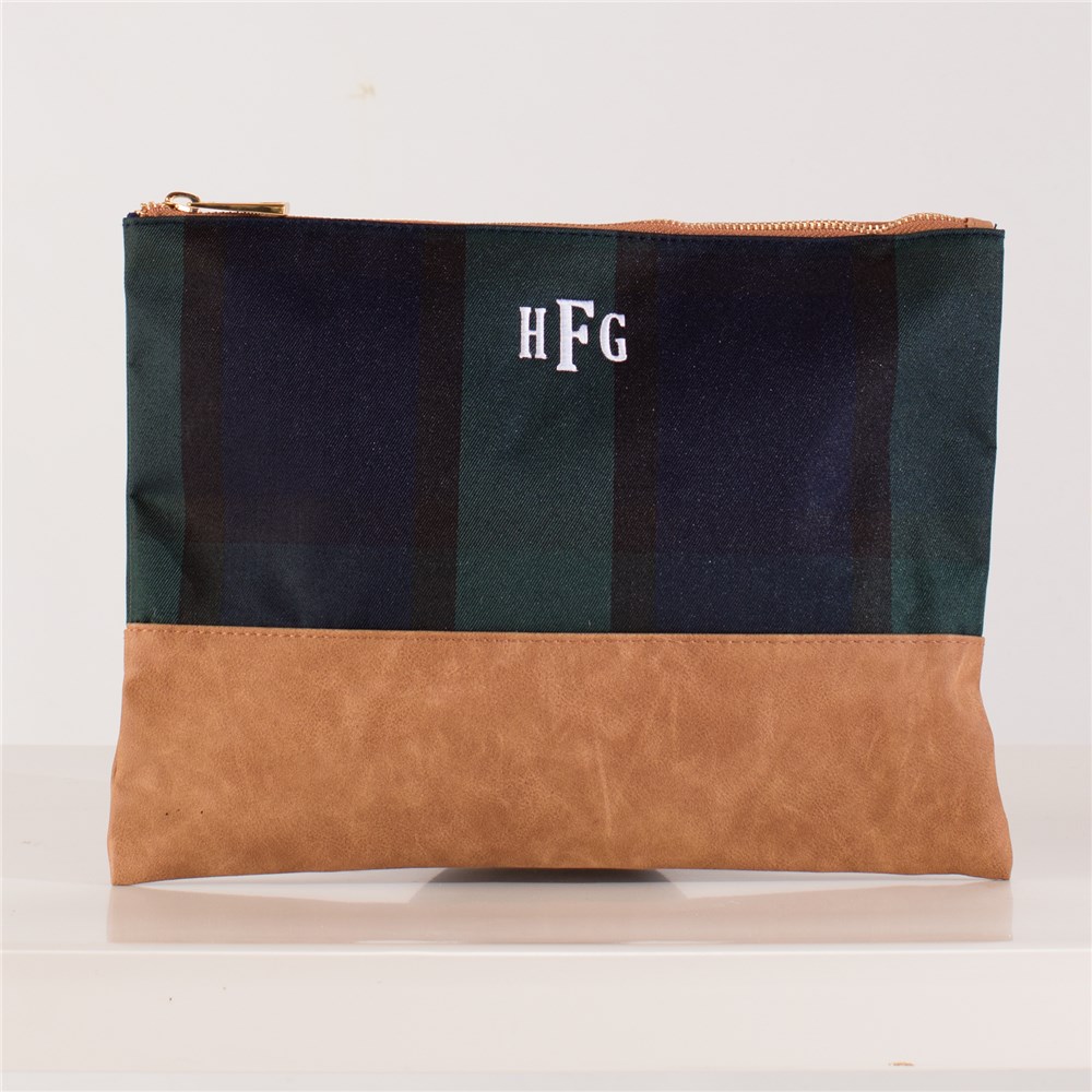 Embroidered Plaid Zip Pouch GiftsForYouNow