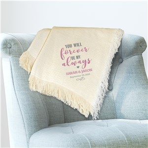 Embroidered Forever and Always White Throw | Romantic Home