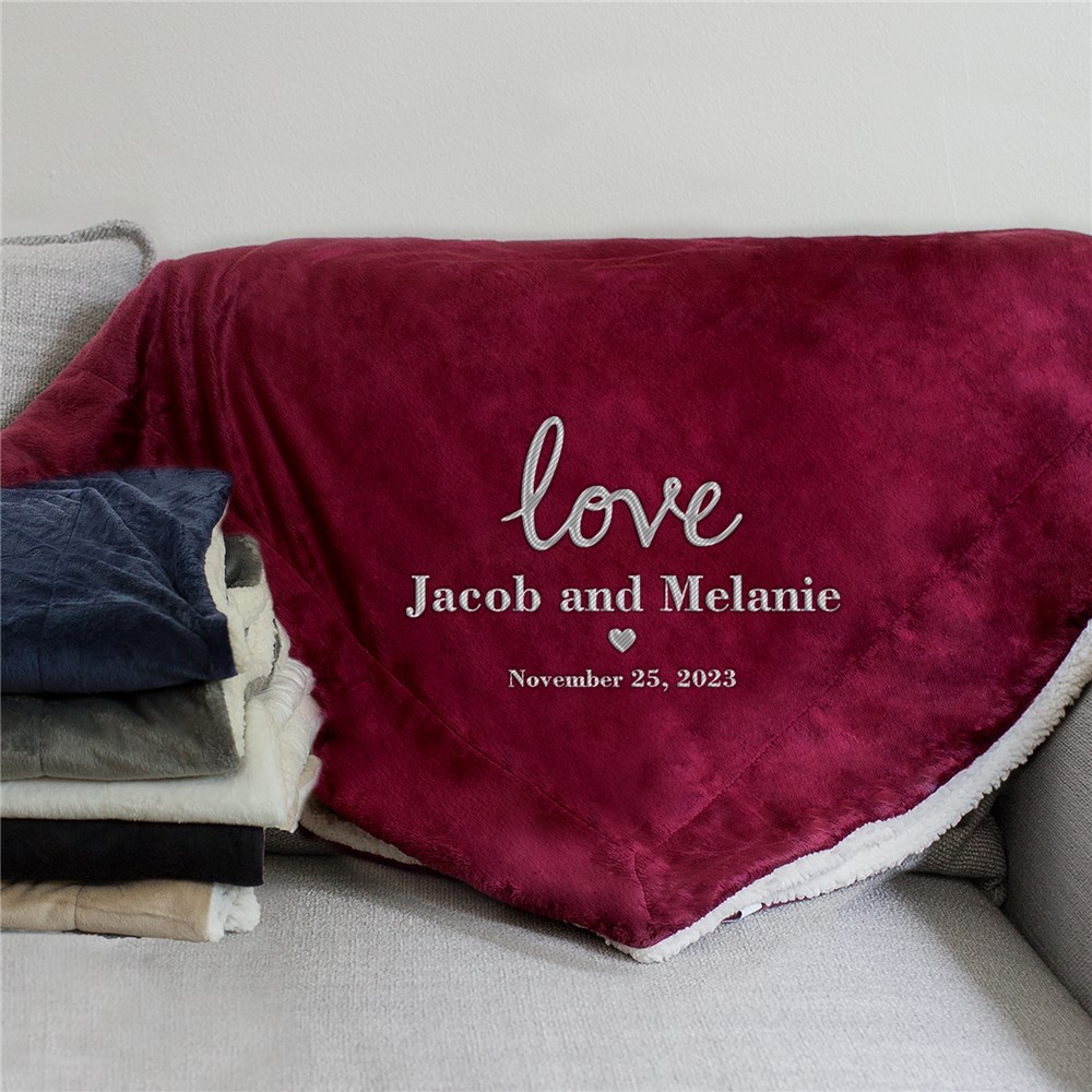 Embroidered Love Sherpa | Personalized Couple Gifts