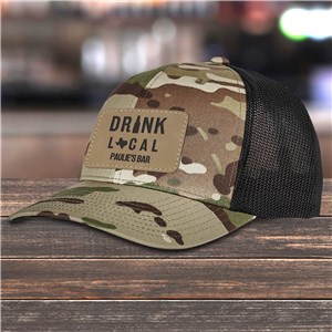 Personalized Drink Local Camo Trucker Hat with Patch E11200560X