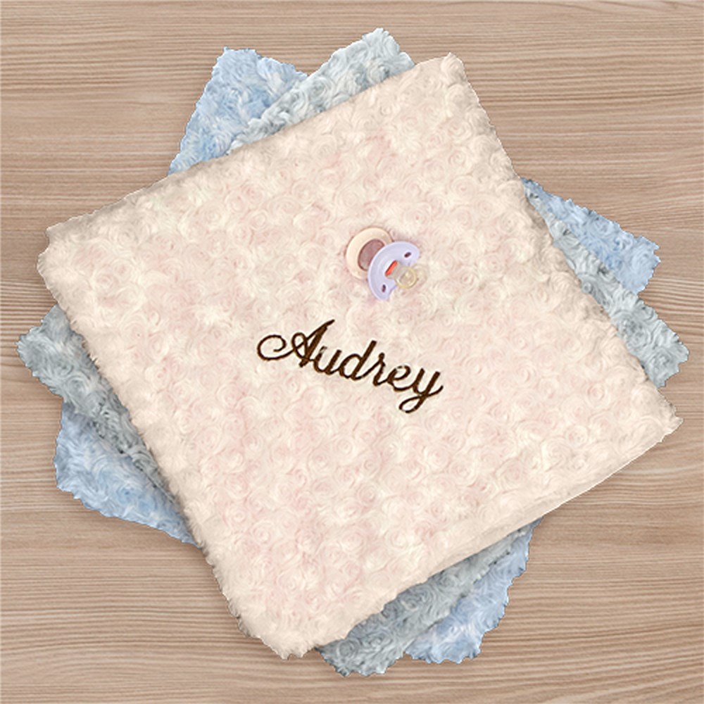 Embroidered Curly Plush Baby Blanket | Personalized Baby Blankets